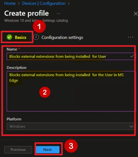 Configuring basic information for the policy